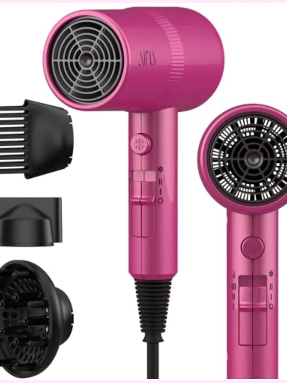 Hair Dryer with Diffuser and Comb, Full-Featured, 1800W, Ceramic, Tourmaline, 3
